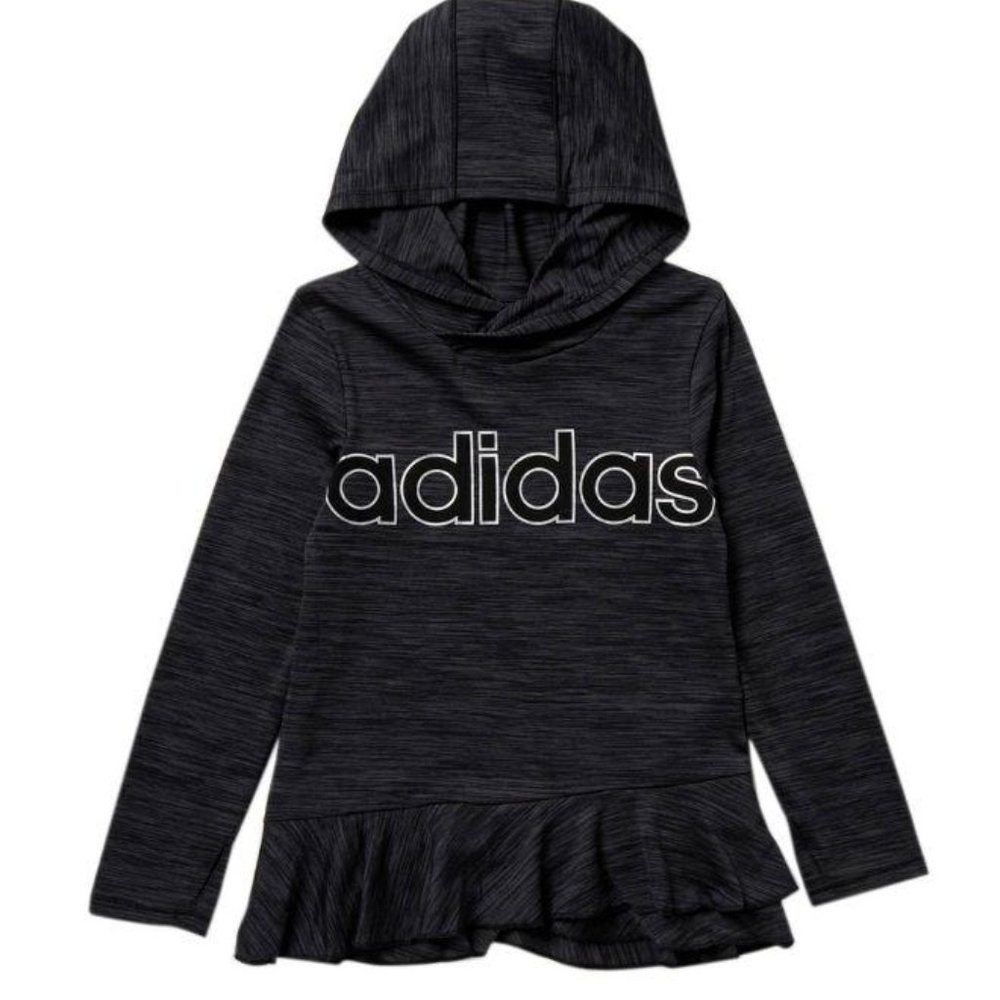 Adidas Ruffled Melange Long Sleeve Hooded Top 2T